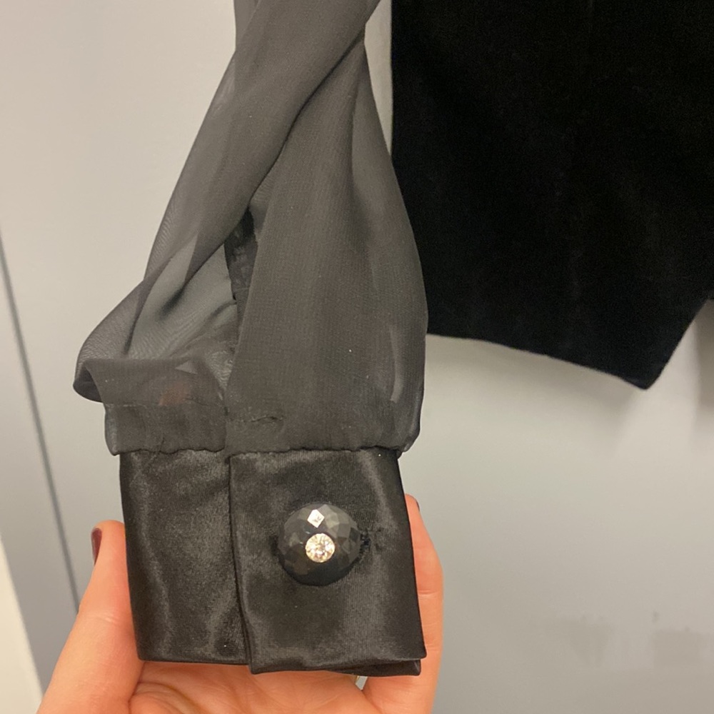 90s velvet & sheer black blouse - Picture 5 of 5